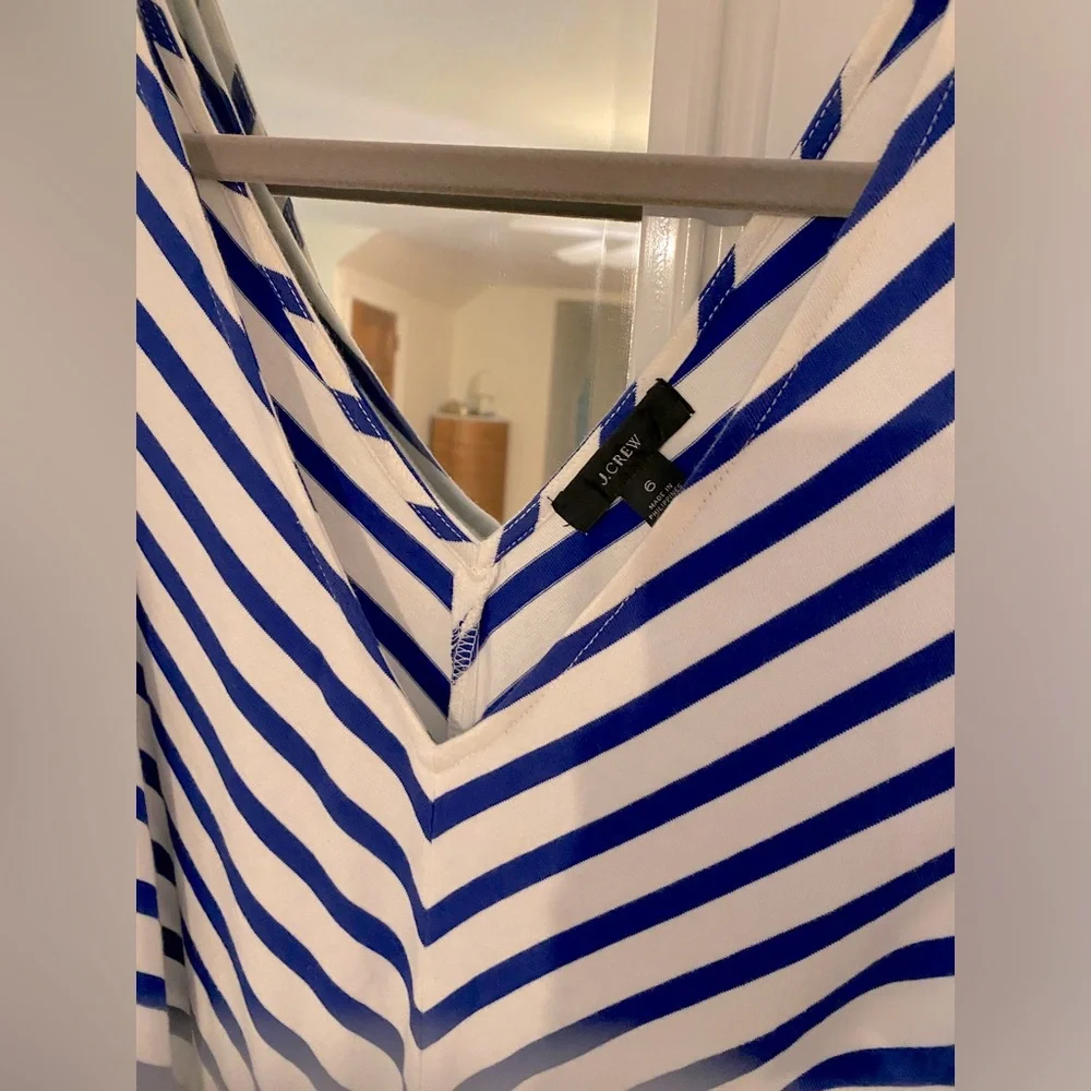 J. Crew Blue & White Striped Wide Leg Romper - Picture 5 of 6